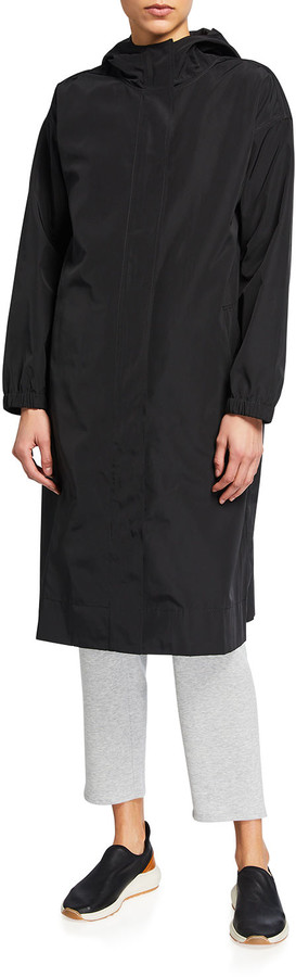 eileen fisher chevron recycled nylon hooded coat
