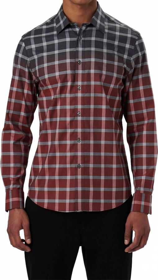 Bugatchi Uomo Julian Gradient Windowpane Check Shirt In Copper