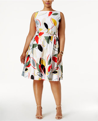 Anne Klein Plus Size Printed Fit and Flare Dress
