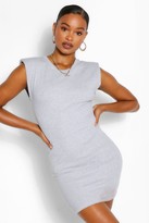 Thumbnail for your product : boohoo Ribbed Shoulder Pad Mini Bodycon Dress