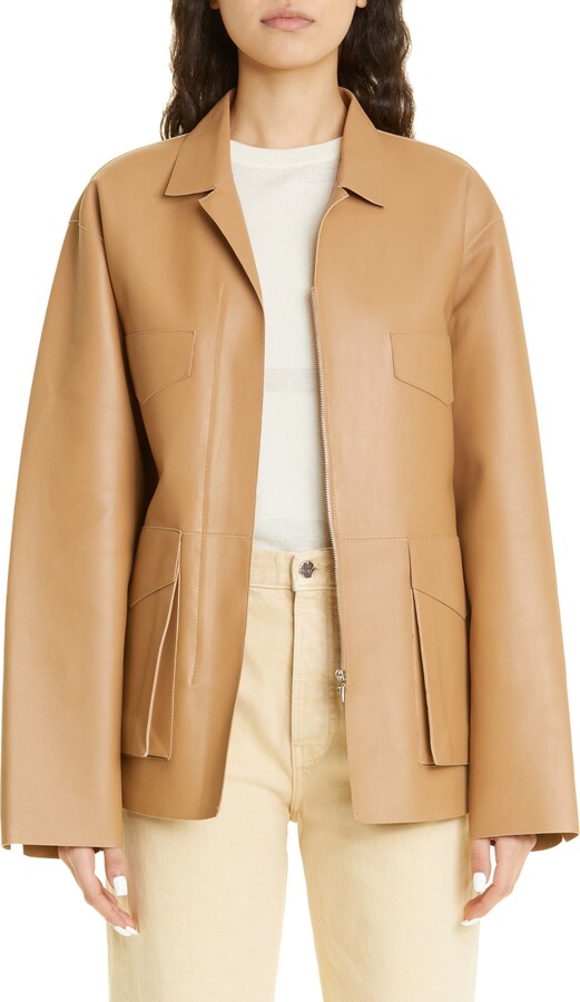 Totême Army Leather Jacket ShopStyle