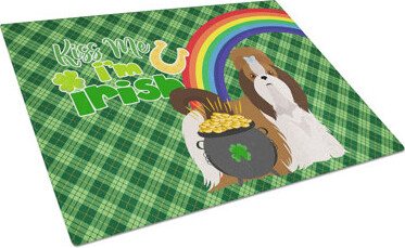 EvoNet St. Patrick's Day Glass Cutting Board - Large Tempered Glass Serving & Chopping Board With Non-slip Feet