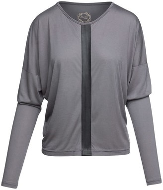 Dark Grey Top With Faux Leather Detail