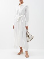 Thumbnail for your product : Frame Pleated Cotton-poplin Maxi Shirt Dress