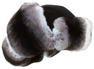Inverni Cashmere Knit Trapper Hat with Chinchilla Fur
