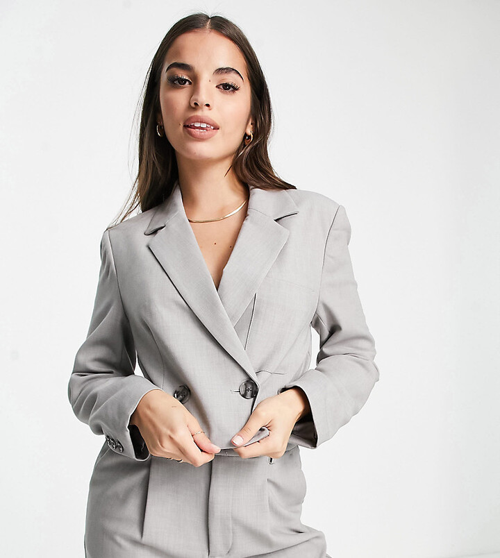 Stradivarius cropped blazer in gray - part of a set - ShopStyle