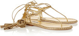 Thumbnail for your product : Miu Miu Lace-up metallic leather sandals
