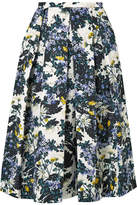 Erdem - Ina Pleated Floral-print Cotton-blend Faille Midi Skirt - Petrol