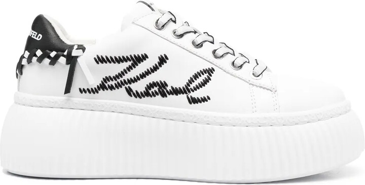 Karl Lagerfeld Paris Logo-Embroidered Low-Top Platform Sneakers