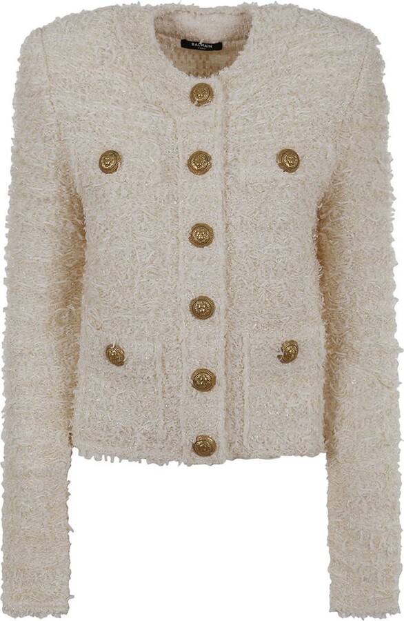 Balmain Buttoned Tweed Jacket - ShopStyle