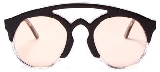 Marques Almeida Half Frame Acetate Aviator Sunglasses - Womens - Pink Multi