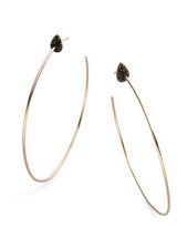 Thumbnail for your product : Black Diamond Diane Kordas & 18K Rose Gold Teardrop Hoop Earrings/2.25"