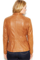 Thumbnail for your product : MICHAEL Michael Kors Size Leather Buckle-Collar Motorcycle Jacket