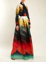 Thumbnail for your product : Mary Katrantzou Egret Folk Print Silk Organza Maxi Skirt - Womens - Orange Multi