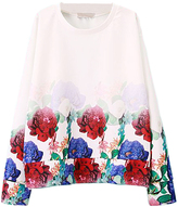 Thumbnail for your product : Choies White Floral Long Sleeve Sweatshirt