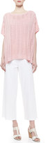 Thumbnail for your product : Joan Vass Scallop-Stitched Short-Sleeve Sweater, Women's