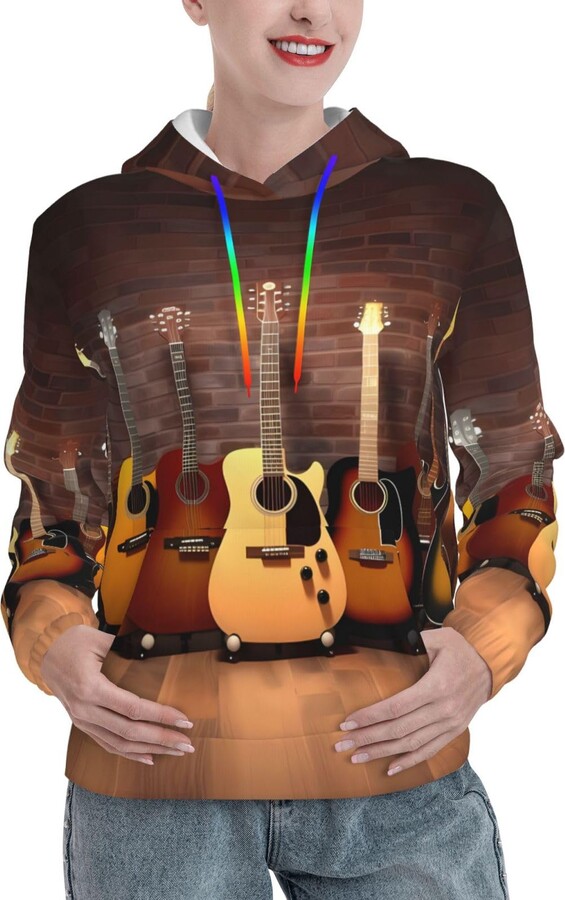 TFHKLUTRBD Guitar Collection/Women'S Hoodies Long Sleeve Pullover Hoodie Autumn Winter Casual Sweatshirt Hooded Top