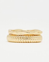 Thumbnail for your product : SVNX two pack chunky gold rings with textured details