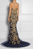 Thumbnail for your product : Marchesa Embellished tulle and silk-satin fishtail gown