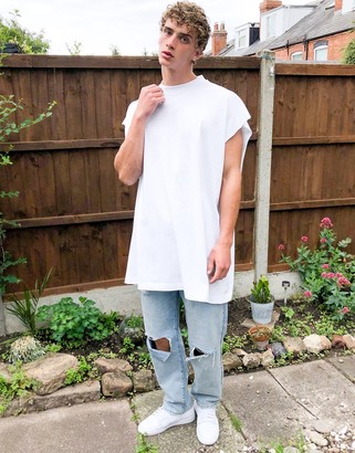 ASOS DESIGN extreme oversized longline sleeveless t-shirt in white