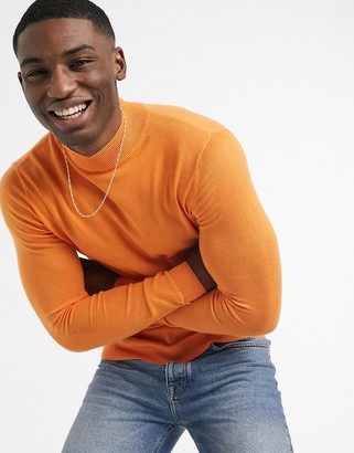 orange turtleneck for men