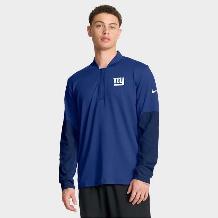 Nike Men's Royal New York Giants Sideline Dri-fit Half-Zip Pullover Hoodie