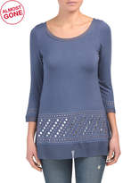 Thumbnail for your product : Three-quarter Sleeve Embellished Hem Top