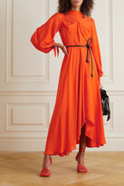 Thumbnail for your product : Roland Mouret Ivel Belted Draped Silk-georgette Midi Dress - Orange
