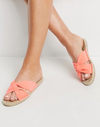 ASOS DESIGN Jollie knotted mule espadrille in coral