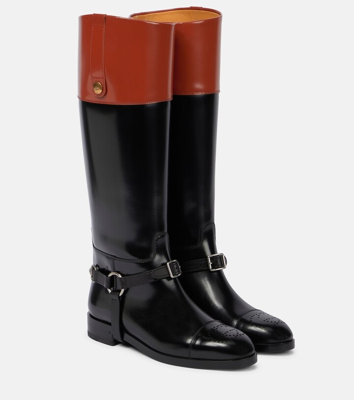 Gucci Leather knee-high boots - ShopStyle