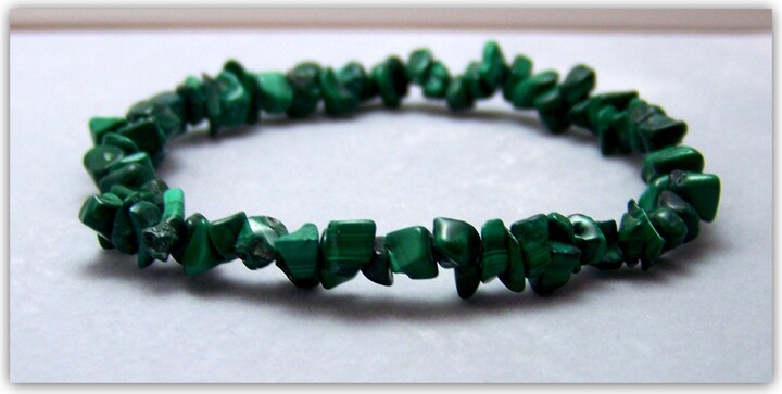 Natural Malachite Chip Green Gemstone Beaded Stretch Bracelet