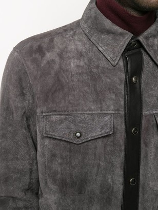 Ajmone Leather-Trimmed Suede Shirt Jacket