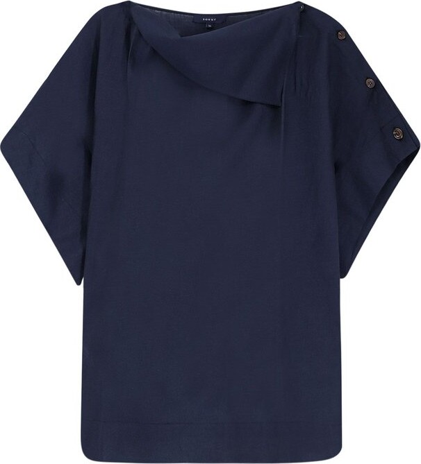 soeur Issa Buttoned Boat-Neck T-Shirt