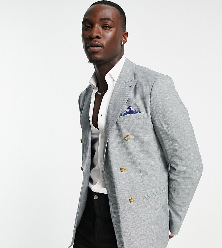 Harry Brown Tall linen blend slim fit double breasted suit jacket