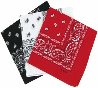 Ejy01 EJY 22inch*22inch Square Cotton Paisley Bandana Scarf Headband 3 Pack Red White Black