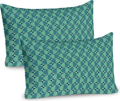 Ambesonne Geometric Pillow Sham 2 Pack Circular Forms in Squares Cadet Blue Laurel Green