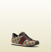 Thumbnail for your product : Gucci kid's beige/ebony original GG lace-up sneaker