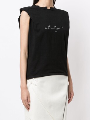 Lisa Von Tang embroidered logo muscle T-shirt