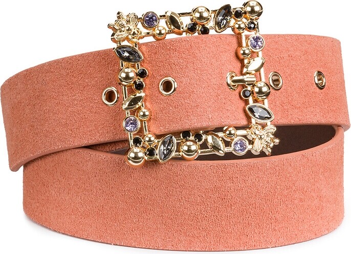 La Redoute Collections Leather Jewelled Buckle Belt - ShopStyle
