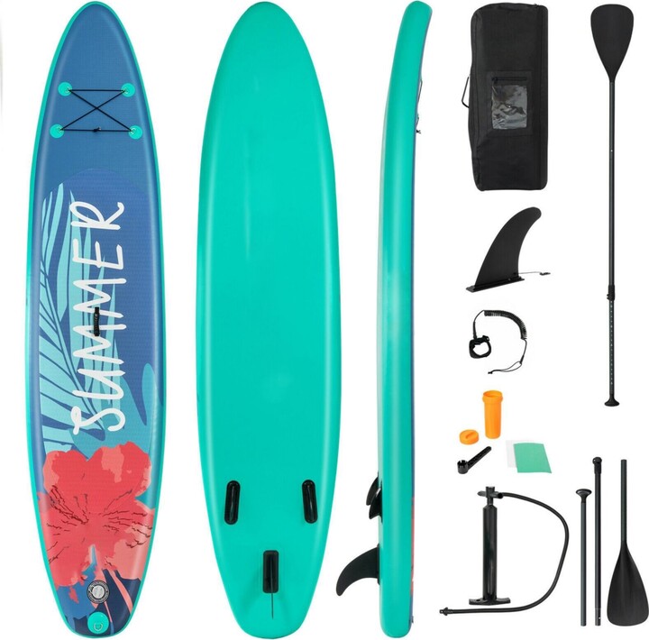 Kuyotq 10 Feet Inflatable Stand Up Paddle Board with Backpack Leash Aluminum Paddle
