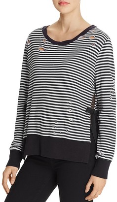 Pam & Gela Stripe Side Slit Sweatshirt
