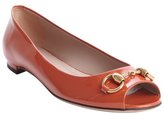 Thumbnail for your product : Gucci rust patent leather peep toe flats