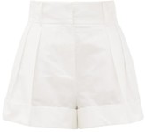 Thumbnail for your product : Valentino High-rise Pleated Cotton-blend Shorts - White