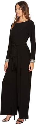 Vince Camuto Long Sleeve Jumpsuit w/ Beaded Cuffs Women's Jumpsuit & Rompers One Piece