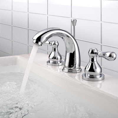 Aquaterior Widespread 3 Hole Bathroom Faucet with Drain Assembly