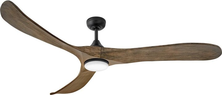 72" Hinkley Swell Matte Black and Driftwood LED Ceiling Fan