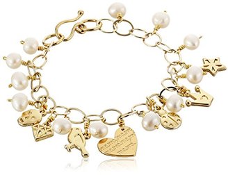 Mercedes Salazar Handmade Mama Gold-Plated Bronze and Fresh Water Pearls Charm Bracelet, 6"