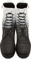 Thumbnail for your product : McQ Black & White Spraypainted Denim Combat Boots