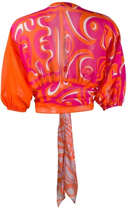 Emilio Pucci Abstract Print Tie Blouse