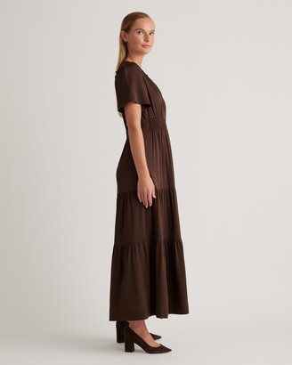 Quince Washable Stretch Silk Tiered Maxi Dress